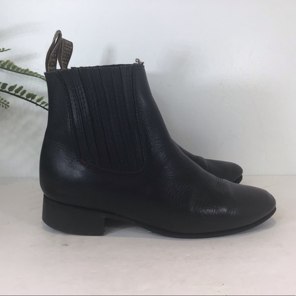 VILLEGAS BLACK LEATHER HANDMADE ANKLE BOOTS SZ 6 - Picture 1 of 9